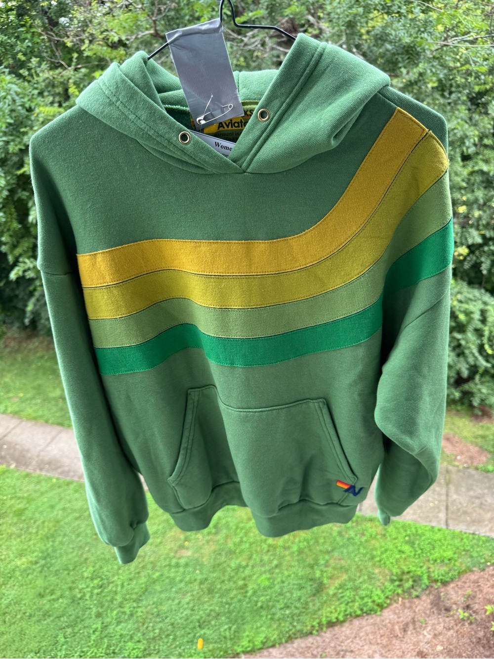 Aviator Nation WAVE STRIPE 4 PULLOVER HOODIE RELAXED - PALM // GREEN - Picture 7 of 8